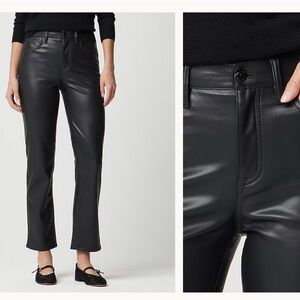 Full-length straight-leg pant in faux leather sz 33